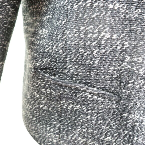 Ann Taylor Size L Boucle Tweed Draped Jacket Black White Marled - Picture 8 of 11
